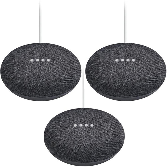 Google Home Mini Smart Speaker with Google Assistant 3-Pack Bundle - Charcoal