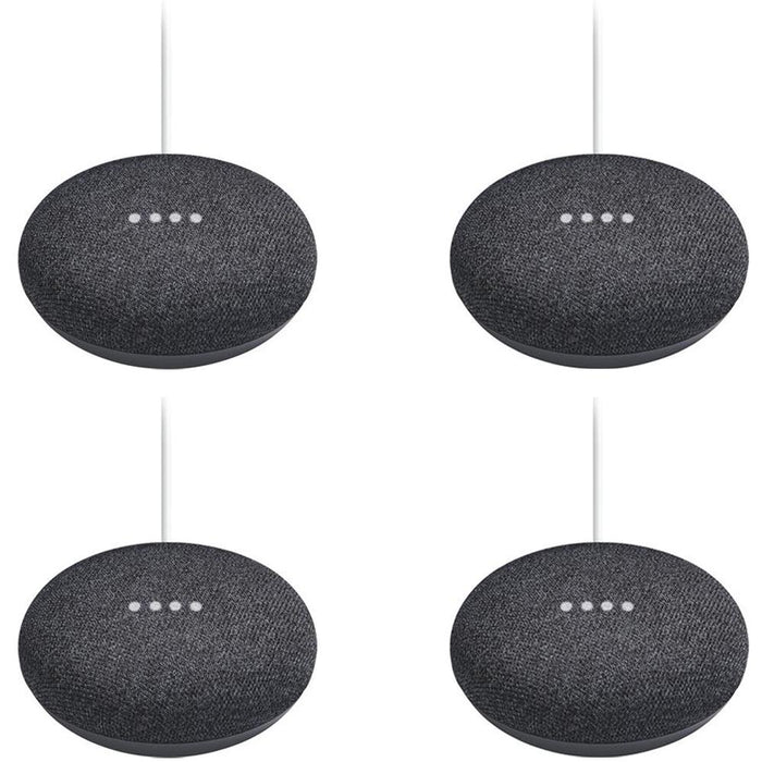 Google Home Mini Smart Speaker with Google Assistant 4-Pack Bundle - Charcoal