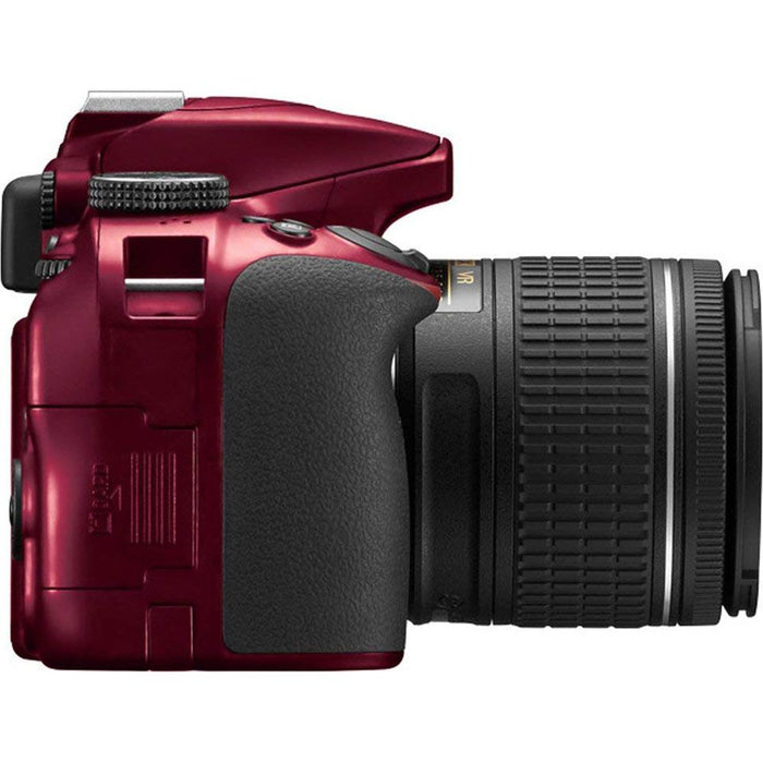 Nikon D3400 24.2 MP DSLR Camera w/ AF-P DX 18-55mm VR Lens Kit (Red) Refurbished