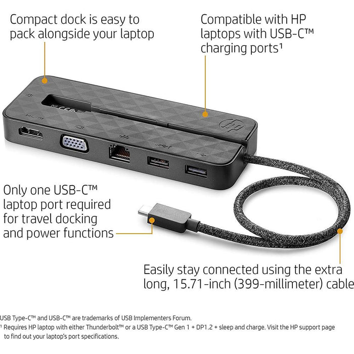 Hewlett Packard Spectre Travel Dock for HP USB-C Charging Laptops - 2SR85AA#ABL