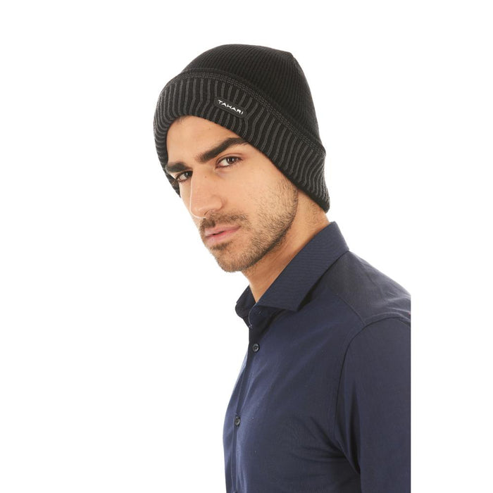 Tahari Cuffed Knit Winter Beanie Insulated With Faux Fur Lining (Unisex) - (Black)