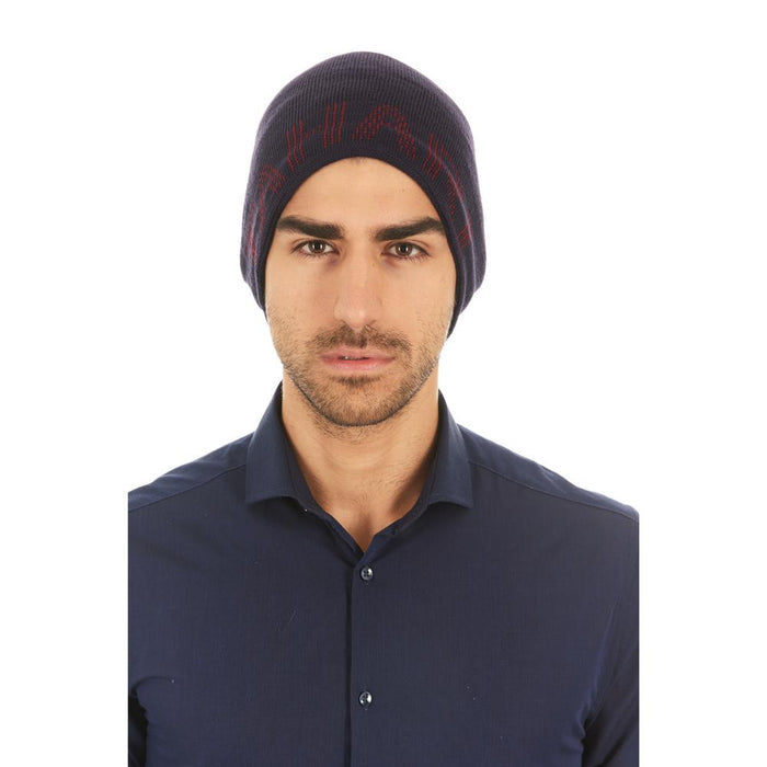 Tahari Knit Winter Beanie Slouchy Skull Ski Hat Lined with Faux Fur (Unisex) (Navy)