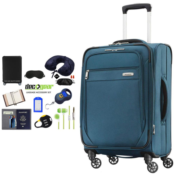 Samsonite Advena Expandable Softside Checked Luggage 25" Teal + Accessory Kit