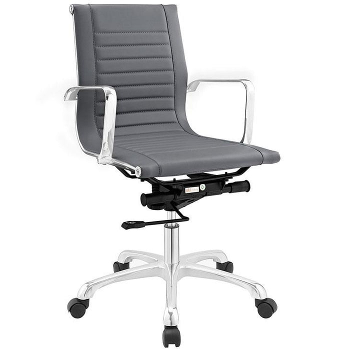 Modway Runway Mid Back Upholstered Vinyl Office Chair in Gray