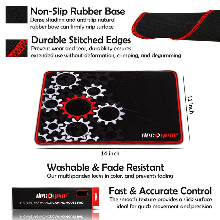 Deco Gear Medium Sized Pro Gaming Mouse Pad Water Resistant Non-Slip (11" x 14")