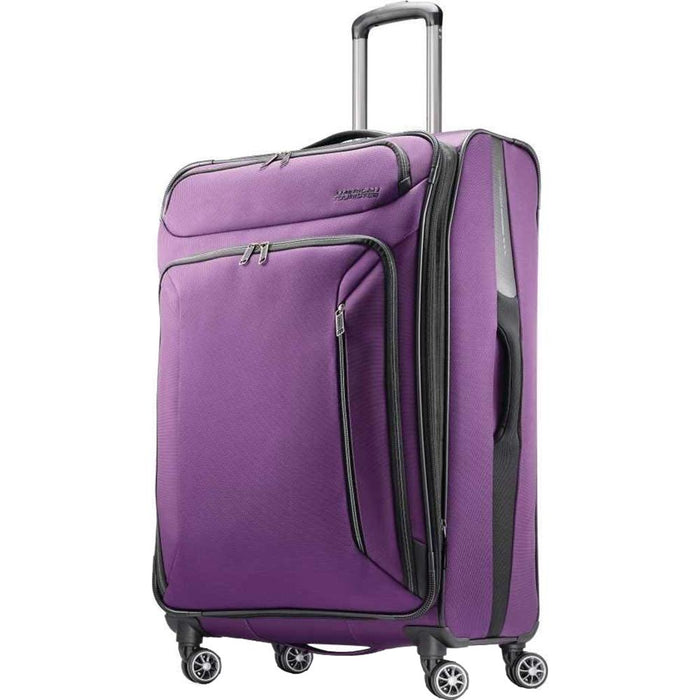 American Tourister 28" Zoom Spinner Luggage, Purple w/10pc Luggage Accessory Kit