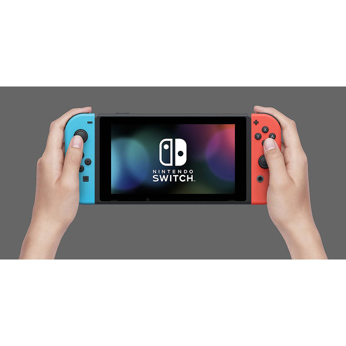 Nintendo Switch Neon Blue and Red Joy Con with Hard Shell Carry Case Bundle - E2HACSKABAA