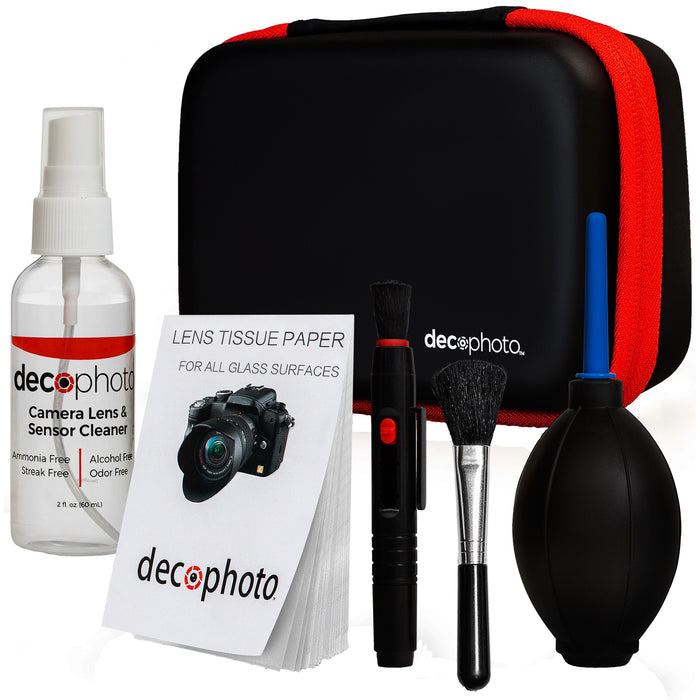 Deco Photo All-in-One Cleaning Kit for DSLR Cameras w/ Case + 24mm 5-Piece Cleaning Swabs