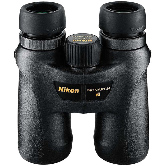 Nikon Monarch 7 10x42 Water/Fog Proof Binoculars + Aluminum Travel Tripod Bundle