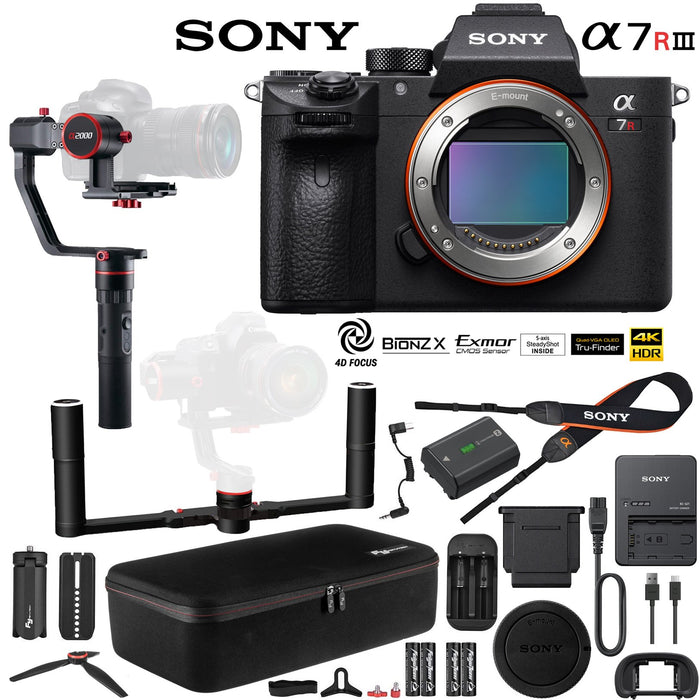 Sony a7R III Mirrorless Camera(ILCE7RM3/B)&FeiyuTech a2000 3 Axis Gimbal Bundle