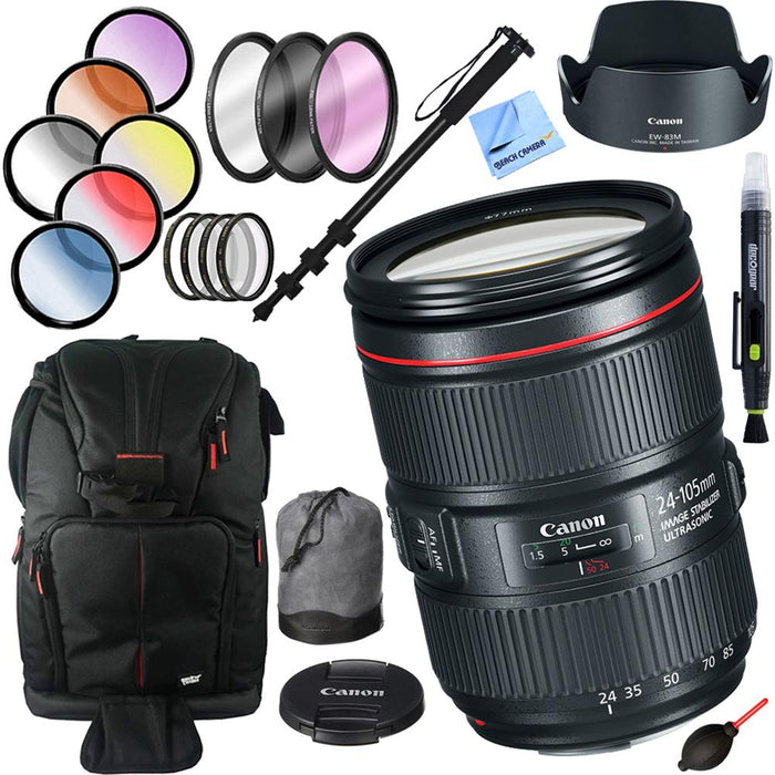 Canon EF 24-105mm f/4L IS II USM Lens + 77mm Filter Sets and Accessories Kit