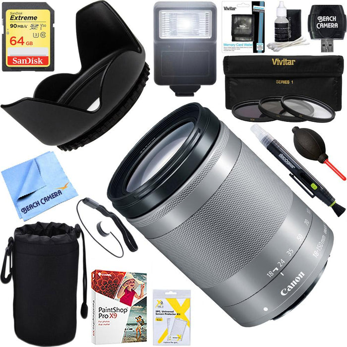 Canon EF-M 18-150 f/3.5-6.3 IS STM Zoom Lens for EOS Cameras + 64GB Ultimate Kit