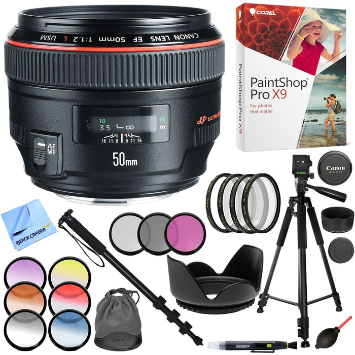 Canon EF 50mm f / 1.2L USM Lens with Case and Hood with 72mm Filter Sets Kit