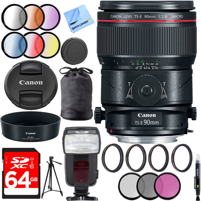 Canon TS-E90mm f/2.8L Fixed Prime Digital SLR MACRO Lens + 64GB Filters Set Kit
