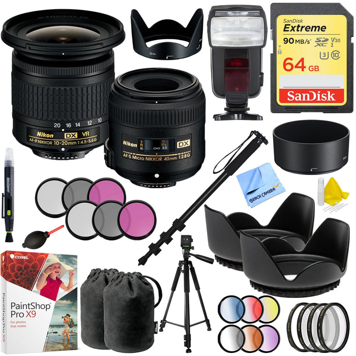 Nikon Landscape and Macro Two Lens Kit  AF-P 10-20mm VR & AF-S 40mm Lens Flash Kit