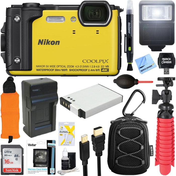 Nikon COOLPIX W300 16MP 4K UHD Digital Camera (Refurbished)+ 16GB Memory & Flash Kit