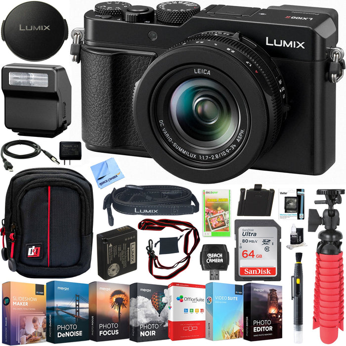 Panasonic LUMIX LX100 II DC-LX100M2 LEICA DC 24-75 F1.7-2.8 Lens 4K Digital Camera Bundle