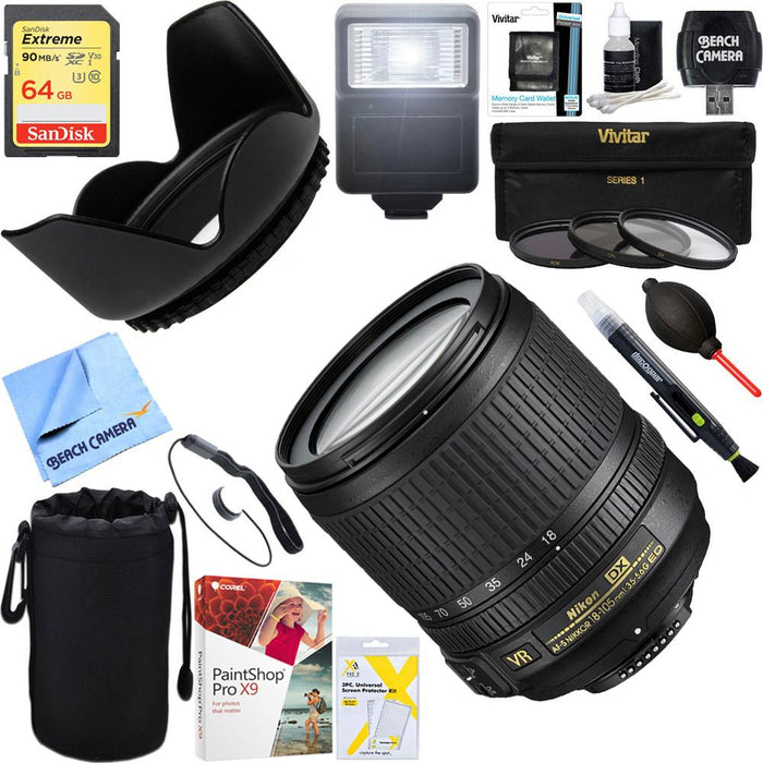 Nikon 18-105mm f/3.5-5.6G ED AF-S VR DX Zoom-Nikkor Lens + 64GB Ultimate Kit
