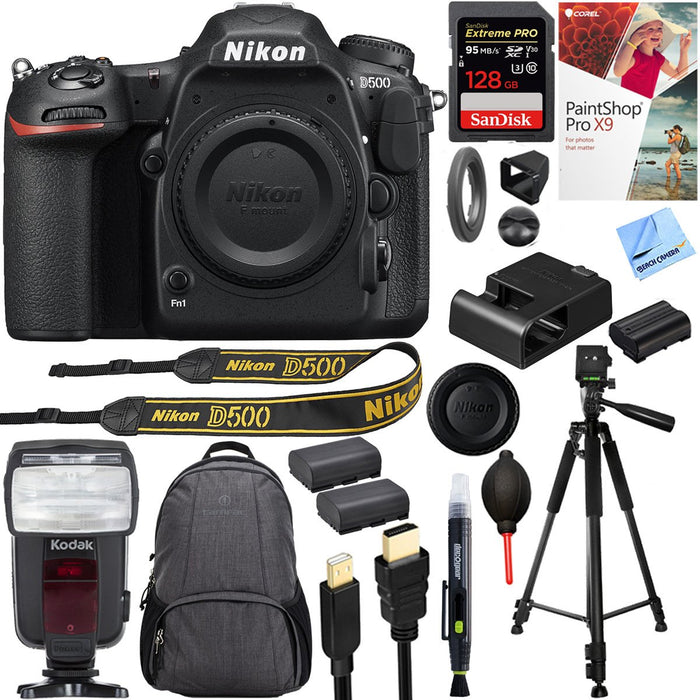 Nikon D500 20.9 MP CMOS DX Format DSLR Camera Body with 128GB Accessory Kit