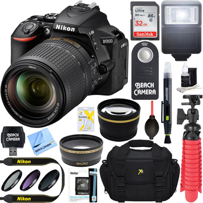 Nikon D5600 24.2MP DSLR Camera + AF-S 18-140mm ED VR Lens Memory & Flash Kit