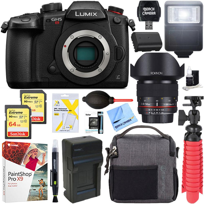 Panasonic LUMIX GH5S Mirrorless Digital Camera +14mm f/2.8 IF ED Super Wide Angle Lens Kit
