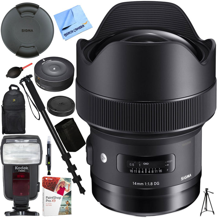 Sigma 14mm F1.8 DG HSM Art Wide Angle Full Frame Lens for Nikon F Mount Camera Kit