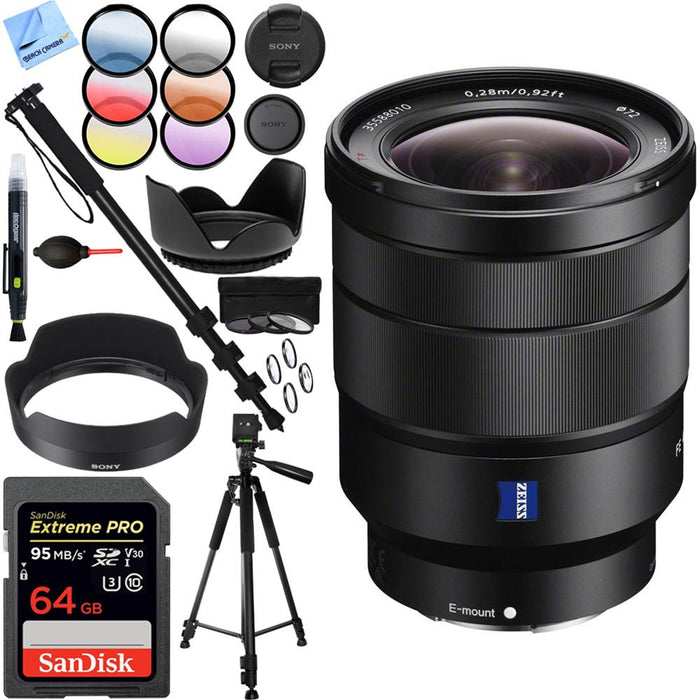 Sony 16-35mm Vario-Tessar T FE F4 ZA OSS Full-frame E-Mount Lens - SEL1635Z 64GB Kit