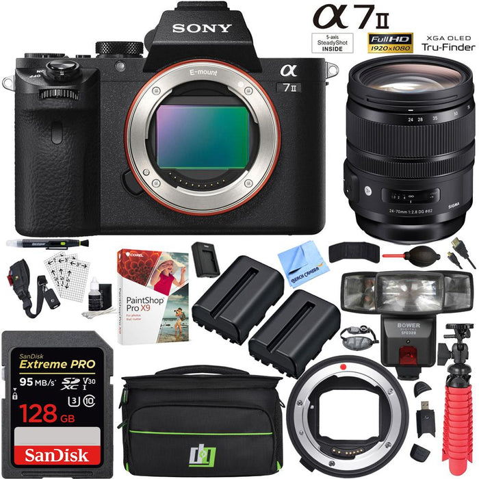 Sony Alpha a7II Mirrorless Camera And Sigma 24-70mm Lens and Mount Converter Kit