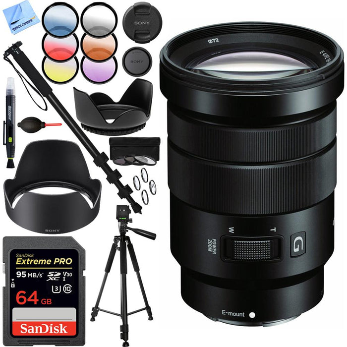 Sony E PZ 18-105mm f/4 G OSS Power Zoom Lens - SELP18105G 64GB Kit
