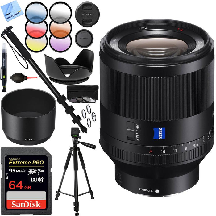 Sony Zeiss Prime Full-Frame T* FE 50mm F1.4 ZA E-Mount Lens - SEL50F14Z 64GB Kit