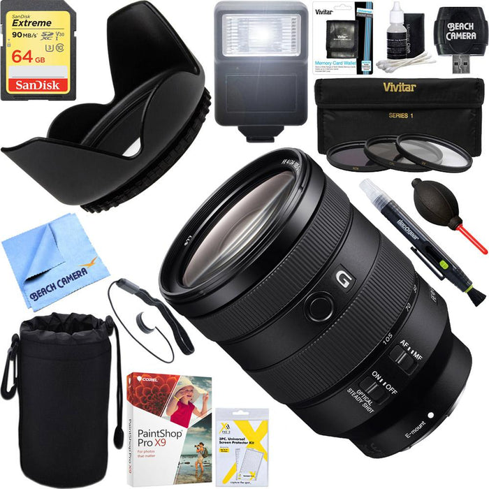 Sony FE 24-105mm F4 G OSS E-Mount Full-Frame Zoom Lens + 64GB Ultimate Kit