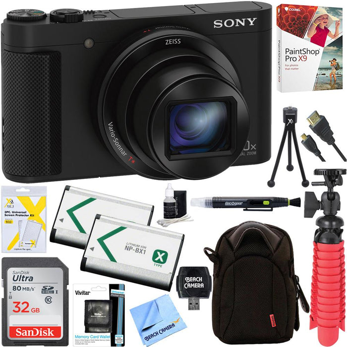 Sony Cyber-shot HX80 Compact Digital Camera w/ 32GB Dual Battery Accessory Bundle