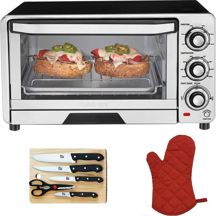 Cuisinart Custom Classic Steel Toaster Oven Broiler Refurbished + Knife Bundle