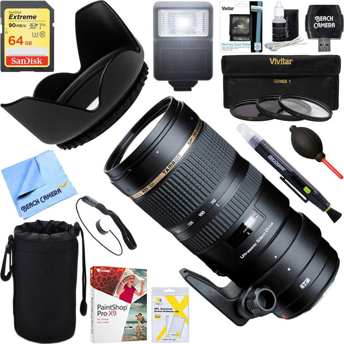Tamron SP 70-200mm F/2.8 DI USD Telephoto Zoom Lens for Canon + 64GB Ultimate Kit