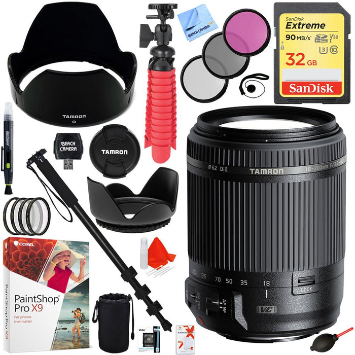 Tamron 18-200mm Di II VC All-In-One Zoom Lens for Canon Mount with 62mm Lens Filter Kit