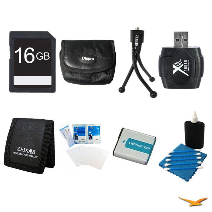 General Brand 16GB SD Card, Case, Battery, Card Reader, Card Wallet, Mini Tripod, and More