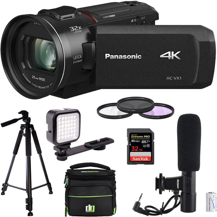 Panasonic HC-VX1K 4K UHD Camcorder + SD Extreme PRO SDXC 32GB Memory Card & More