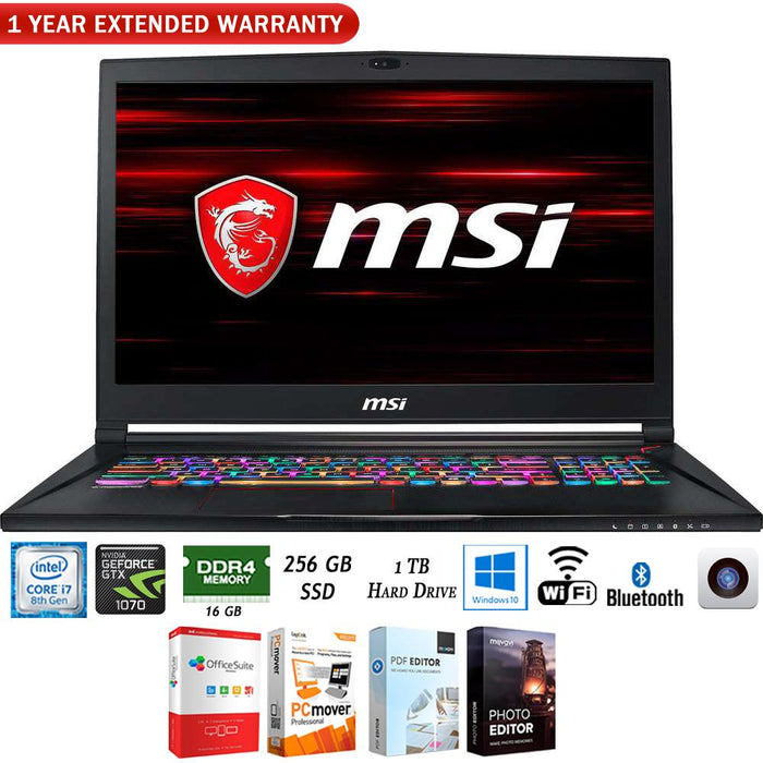 MSI 17.3'' 16GB i7-8750H Gaming Notebook GS73016 + 1 Year Extended Warranty Pack
