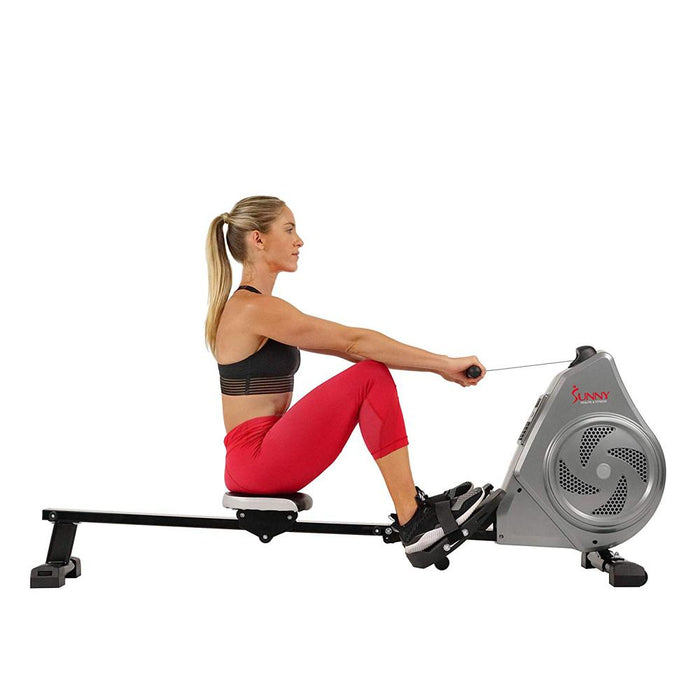 Sunny Health and Fitness Air Magnetic Rowing Machine Rower, LCD Monitor with Tablet Holder - SF-RW5728