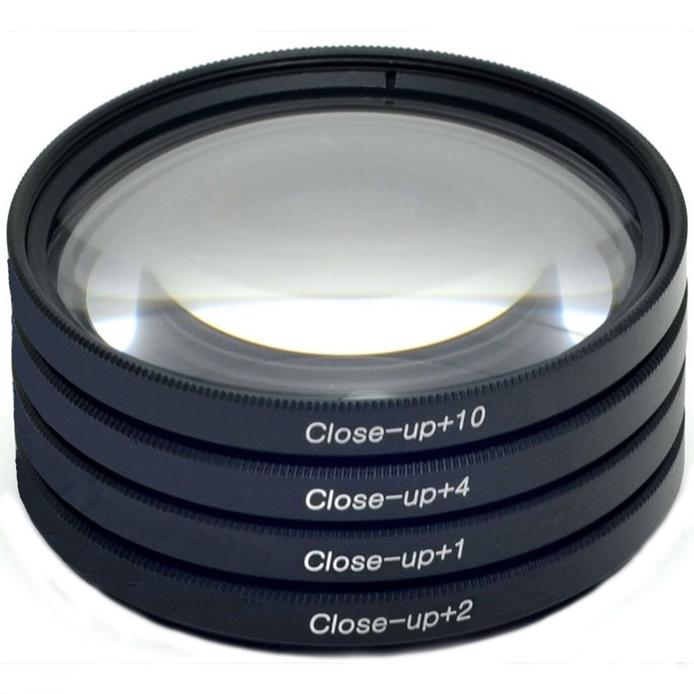 Deco Photo 49mm 4pc HD Macro Close-Up Lens Filter Set +1 +2 +4 +10 with Protective Wallet