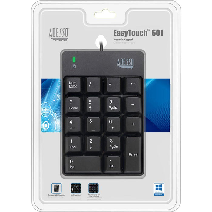 Adesso AKB-601UB USB Spill Resistant 18-Key Numeric Keypad