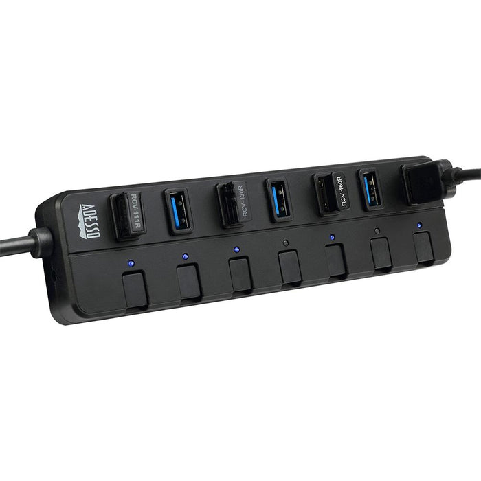 Adesso 7-Port USB 3.0 Hub with Individual Power Switch & Power Adapter