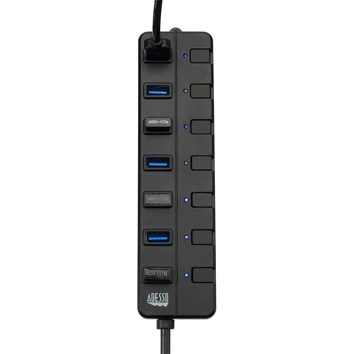 Adesso 7-Port USB 3.0 Hub with Individual Power Switch & Power Adapter
