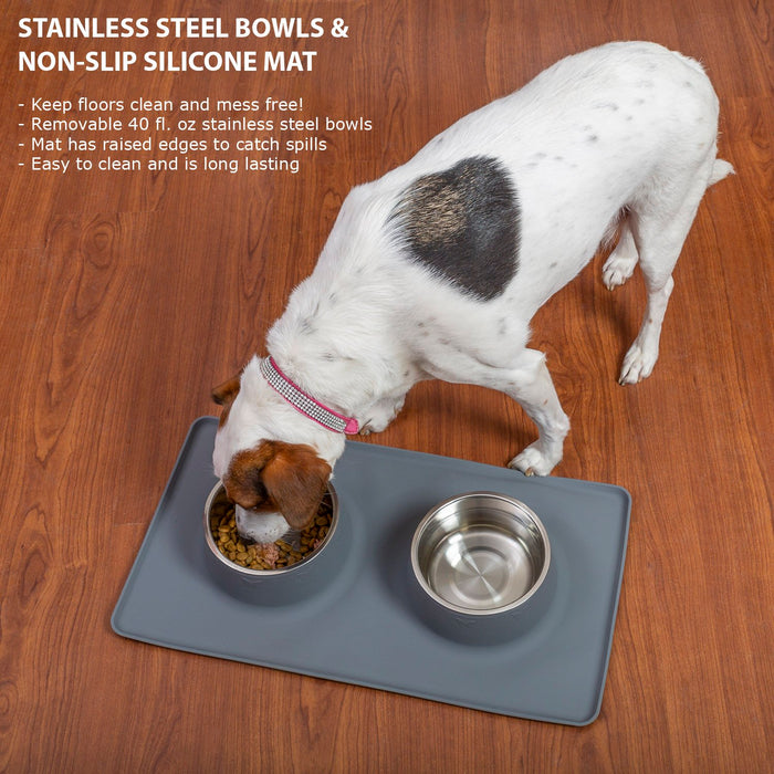 Deco Pet Dual Stainless Steel Food/Water Bowls for Pets