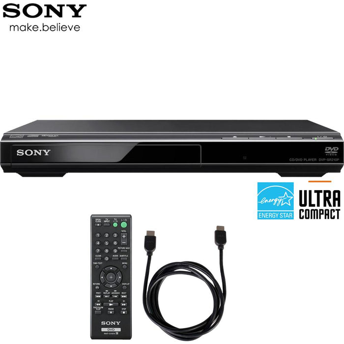 Sony DVPSR210P Progressive Scan DVD Player Black with 6ft High Speed HDMI Cable