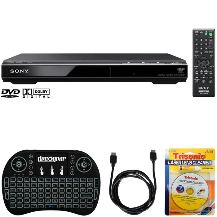 Sony DVPSR210P Progressive Scan DVD Player/Writer, Black + Accessories Bundle