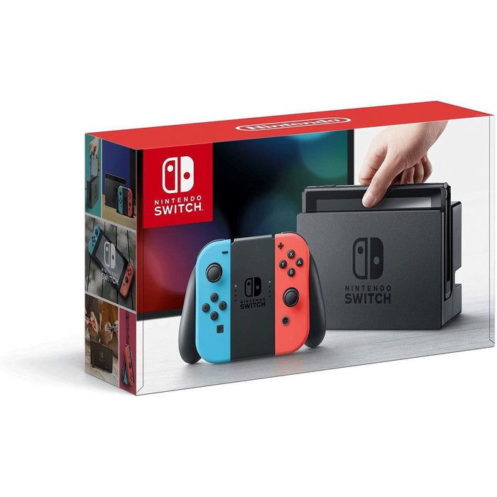 Nintendo Switch 32 GB Console with Neon Blue and Red Joy-Con Bundle w/ Lime Skin