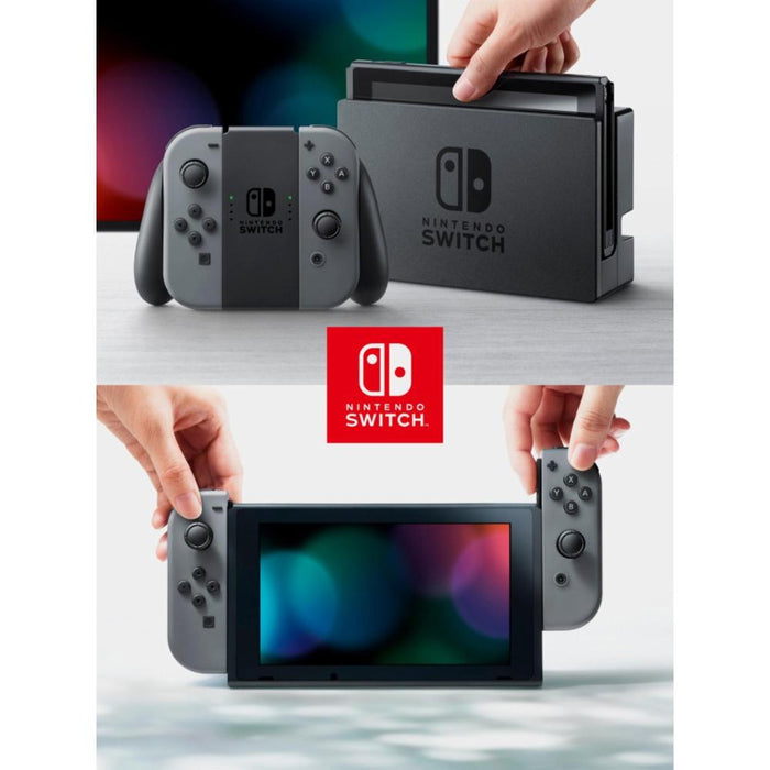 Nintendo Switch 32GB Gray Joy Con & Deco Gear Charging Dock + Lime Skin Bundle