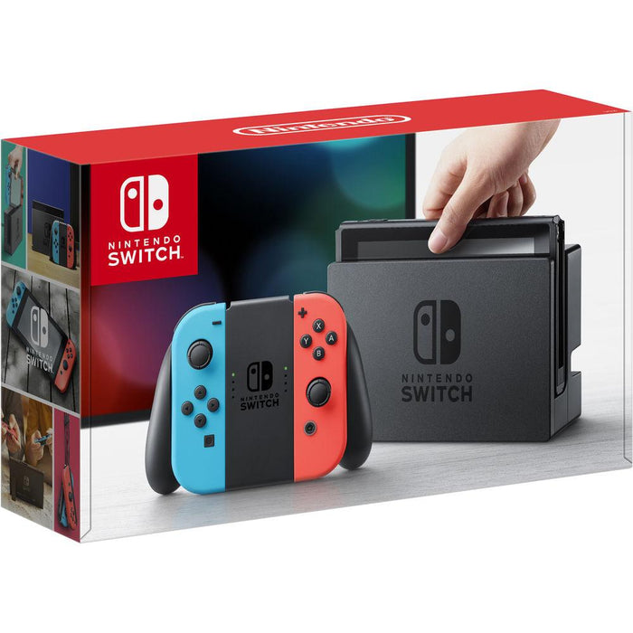 Nintendo Switch 32GB Neon Blue Red Joy Con&Protective Sleeve + Lime Skin Bundle