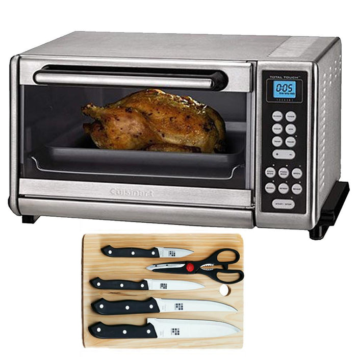 Cuisinart Toaster Oven Broiler Brushed Stainless (Refurbished) with 5-Piece Knife Set